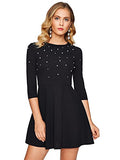 Floerns Women's Beaded Fit and Flare Short Skater Dress | Women's Casual Dresses