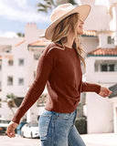 Breampot Women Cable Knit Jumper Casual Basic Long Sleeve Pullover Sweater Tops(Y-Caramel,Medium) | Women's Sweaters