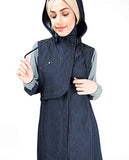 Denim Hooded Urban Abaya Cotton Maxi Dress Jilbab
