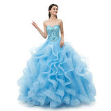 Engerla Women's Beading Sweetheart Ball Gown Tulle Layed Long Quinceanera Dress