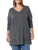 Charcoal Heather Lightweight V-neck Tunic Sweater - Ae Store | Women's Jumpers