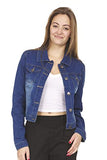 COVER GIRL Women's Jeans Denim Jacket Crop Frayed Blue Distressed Or Dark Basic