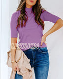 LIYOHON Womens Tops Dressy Casual Fall Cute Tops Mock Turtleneck Business White T Shirts Mauve-M | Women's Casual Dresses