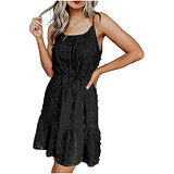 Ladies Dress Casual Solid Sleeveless Sling Round Neck Bandage Short Dress UK Size Evening Gowns Work Maxi Dress | Women's Work Dresses