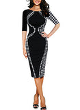 Work Dress for Women Casual Round Neck Fitted Waist Business Pencil Dress | Women's Work Dresses