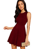 Women's Sleeveless Lace Applique Cocktail Backless Party Flare Mini Dress