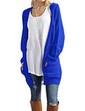 Women's Loose Open Front Long Sleeve Solid Color Knit Cardigans Sweater Blouses with Pockets