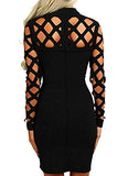 Women's Hollow Out Dress Bandage Clubwear Long Sleeve Bodycon Dresses