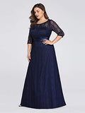 Womens A-Line Formal Slim Maxi Lace Bridesmaids Dress with Sleeve  - Sara Clothes