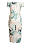 Women's Casual Off The Shoulder Floral Print High Slit Evening Party Dress