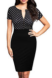 Women's Short Sleeve Zip Busniess Bodycon Pencil Dress