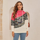 Womens Cowl Neck Hooded Sweatshirts Drawstring Pullover Jumper Ladies Color Block Long Sleeve Hoodie Top | Original Brand | Women's Cardigan