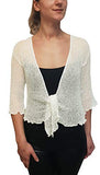 Ladies Crochet Glitter or Plain Stretch Lace Fish Net Bali Tie at Bolero Shrug Open Cardigan | Original Brand