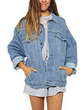 Eliacher Women's Boyfriend Denim Jacket Long Sleeve Loose Jean Jacket Coats