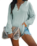 Womens Sweatshirts Long Sleeve Henley Shirts V Neck Button Up Batwing Pullovers Casual Loose Tops | Original Brand | Women's Tops and Blouses