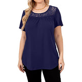 Women's Plus Size Sexy Long Sleeve Lace Pleated Shirts Fall Loose Fit Crewneck Tunic Tops(0x-4x) | Women's Casual Dresses