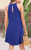 Womens Summer Sleeveless Halter Neck Lace Tunic Tank Dress Casual Short Es | Women's Lace Dresses