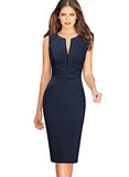 Womens Front Zipper Slim Work Office Business Cocktail Party Pencil Dress | Women's Work Dresses