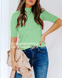 LIYOHON Womens Tops Dressy Casual Fall Cute Tops Mock Turtleneck Business White T Shirts Aquamarine-M | Women's Casual Dresses