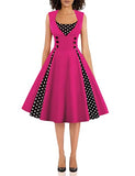 Women's Polka Dot Retro Vintage Style Cocktail Party Swing Dress