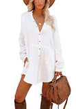 Women's Long Sleeve Button Down Tunic Dresses with Pockets