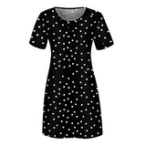 Ladies Casual Short Sleeve O-Neck Solid Ladies Loose Mini Dress Bodycon Dress Office Wear for Casual Club Cocktail Evening Gowns Work UK Size 8-26 | Women's Work Dresses
