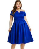 Women's Plus Size Vintage 1950s Party Cocktail Wedding Swing Midi Dress