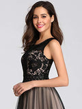 Women's A-line See-Through Floral Lace Floor-Length Evening Dress  - Sara Clothes