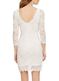 3/4 Sleeve Full Flroal Lace Short Cocktail Dress