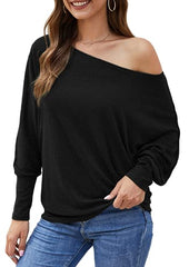 Fall Tops for Women 2022,Elegant Sexy Off The Shoulder Tops,Trendy Long Sleeve Shirts Pullover Sweater Jumper Tunic Top Blouses Black | Women's Sweaters