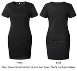 Women's Summer Casual Beach Dresses Crew Neck Short Sleeve Ruched Stretchy Bodycon T Shirt Wrap Mini Dress