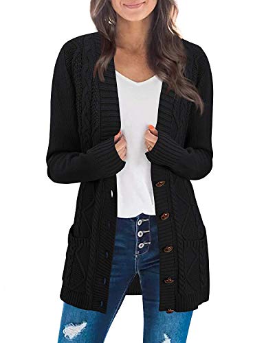 Women s Cardigan Sweater Open Front Button Down Long Sleeve Boyfriend Original Brand