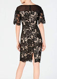 Women's Short Lace Sheath With Flutter Sleeves | Women's Lace Dresses
