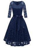 Vintage Women's lace Swing Cocktail Dress Knee Length Party 4-Mar Sleeve