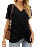 Womens Summer Tops Short Sleeve V Neck Twist Front Loose Fit Dolman Tops | Original Brand | Women's Tops and Blouses