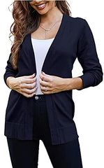 Womens Open-Front Cardigan Lightweight Plain Long Sleeve Soft Knitted Sweater Jacket Coat Knitwear UK Size | Women's Cardigan