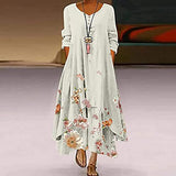 Women's Dress Sweet & Cute Dress Ladies Retro Style Printed Long Sleeved Loose Hem Long Dress Fancy Cocktail Dress Party Dress Maxi A-line Dress | Original Brand | Women's Cocktail Dresses