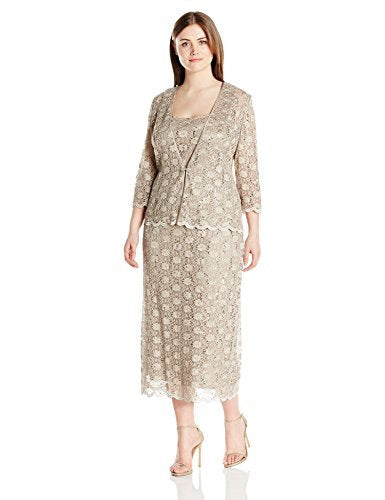 Women's Plus Size 2 Pce Lace Jacket Dress Knit