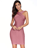 Women's Rayon Front Cross Cocktail Bandage Bodycon Dress