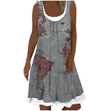 Summer Dresses for Women, Ladies's Summer Fashion Casual Round Neck Print Sleeveless Splicing Dress Party UK Size | Women's Work Dresses