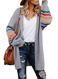 Womens Open Front Perspective Striped Balloon Sleeve Cardigan Thin Sweat Coat | Women's Cardigan