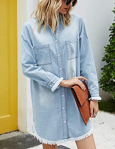 Denim dress outlet with long sleeves