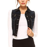Fashionazzle Women's Buttoned Basic Solid Denim Vest Jacket | Women's Coat & Jacket