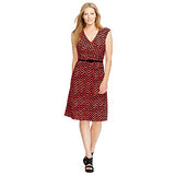 Women's Plus Size Chevron-Print Cap Sleeve Belted Surplice Dress 3X Red