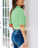 LIYOHON Womens Tops Dressy Casual Fall Cute Tops Mock Turtleneck Business White T Shirts Aquamarine-M | Women's Casual Dresses