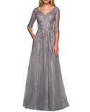 Women's Lace Appliques Mother Of The Bride Dress 3/4 Sleeves Evening Formal Gown With Pockets B096 | Women's Formal Dresses