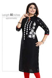 Women Fashion Black Silk Indian Short Kurti Tunic Kurta Top Shirt Dress MM255 | Original Brand