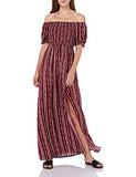 Women's Casual Summer Off Shoulder Floral Maxi Dress Short Sleeve Side Split Sundress