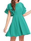 Teal Blue Women's Stretchy A Line Swing Flared Skater Cocktail Party Dress - Romwe | Women's Cocktail Dresses