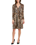 Women's Long Sleeve Self Tie Snake Print Matte Jersey Dress | Original Brand | Women's Work Dresses